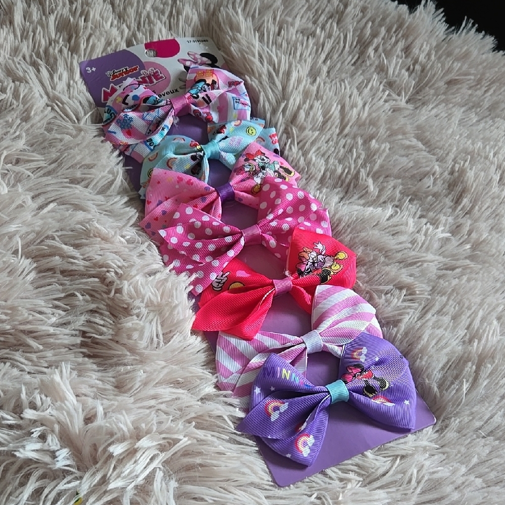 Disney Minnie Mouse Kids Hair Bow Set - Pink, Blue, Purple Brand New Never Used